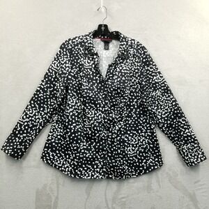 Lane Bryant Blouse‎ Women 18 Black White Rhinestone Collar Long Cuff Sleeve New